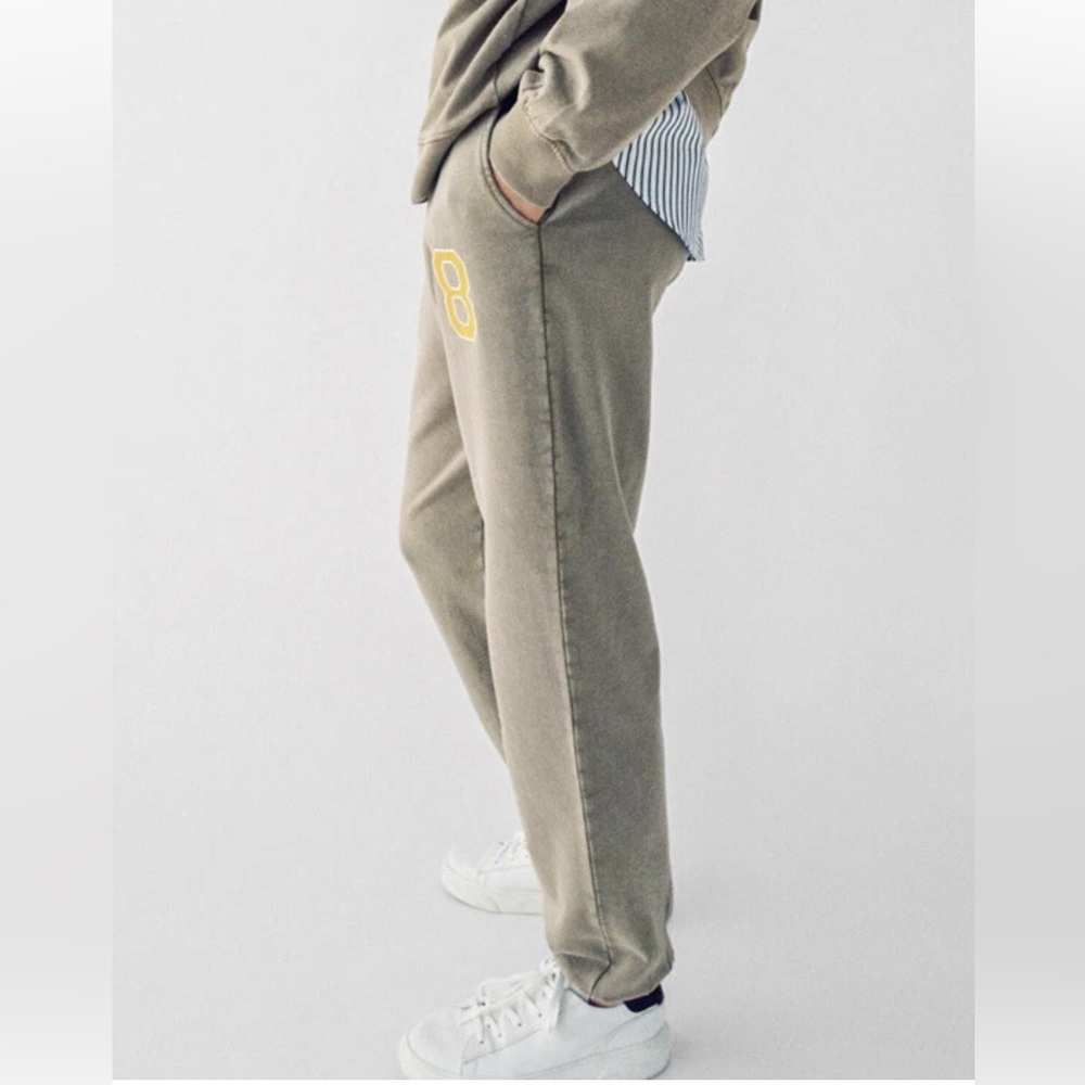 Zara Tan Jogger Pants with Yellow Detail size small
